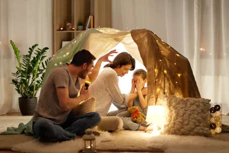 blanket fort storytime with family 